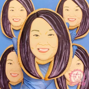 Hand-piped and painted custom portraits on Vanilla Bean Sugar Cookies.