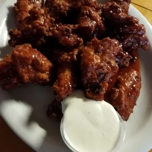 15 spicy bourbon BBQ wings. Excellent.