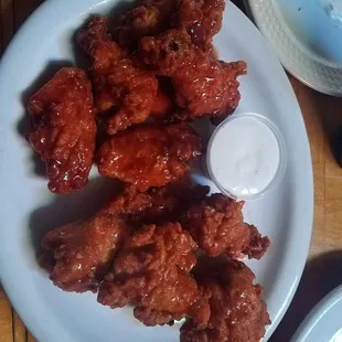 Spicy BBQ and Spicy Garlic wings.