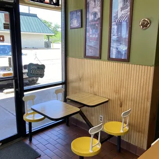 a table and two chairs