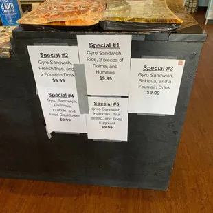 Menu of specials