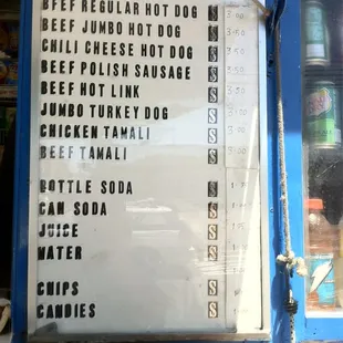 the menu