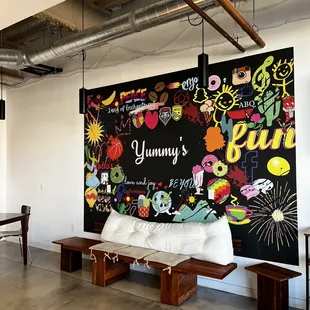 a chalkboard mural