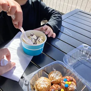 Mini donuts and ice cream