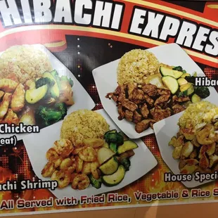 a menu for hibachi express