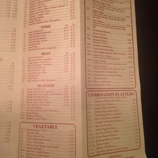 a menu for a restaurant