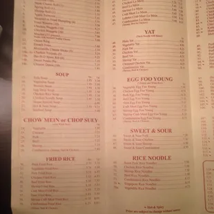 menu