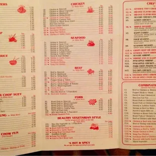 Menu, inside