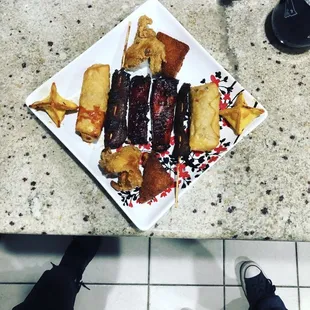 Pu Pu Platter was EXCELLENT w/ upgrade to cheesesteak egg rolls