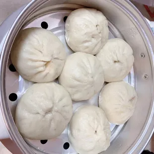 steamed dumplings in a steamer