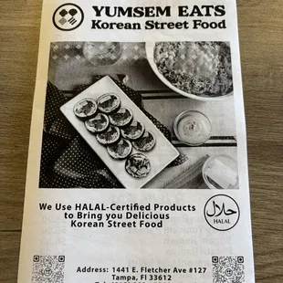 Yumsem eats menu front