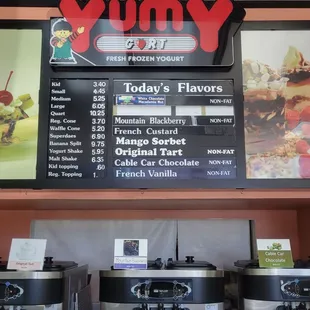Frozen Yogurt....Fro-yo menu, toppings $1