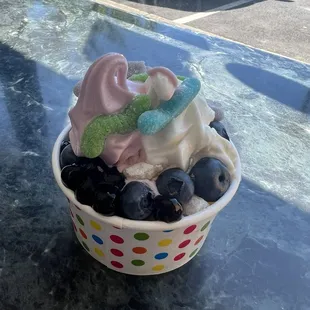 Berry berry &amp; original tart with boba pearls, blueberries, and sour gummies