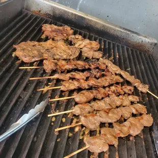 skewers on a grill