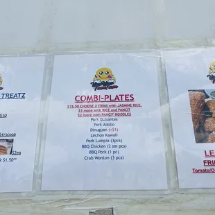 the menus for the restaurant