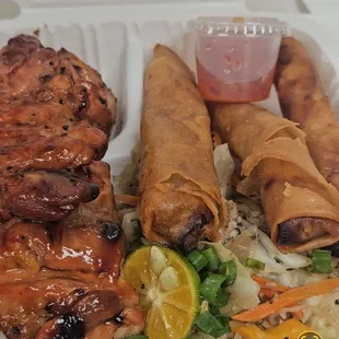 BBQ Chicken &amp; Lumpia combo. Spock the calamansi!