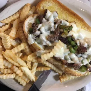 Philly cheese steak with fries