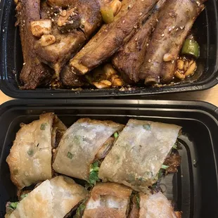 Beef roll and Crispy Pork Rib