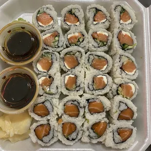 Philidelphia Roll (top) and Salmon Roll (bottom)