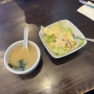 Miso soup and side salad