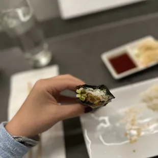 Shrimp tempura handroll