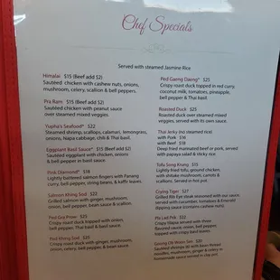 Chef Specials