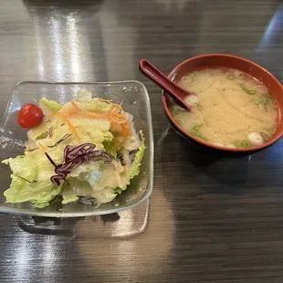 Side salad and miso