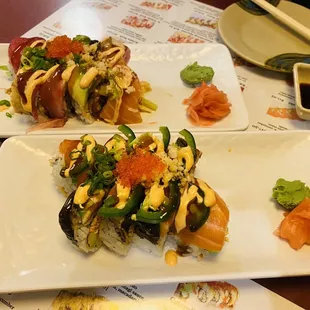 My 2 favorite rolls something special and the Kelvinator. With a combo of fishes and unagi on it.