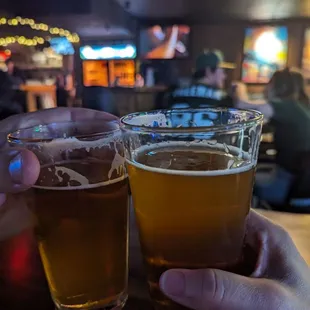 two glasses of beer