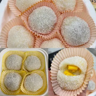 coconut mochi with mango filling or peanut filling