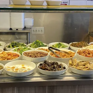4/26/21 (mon): Display of food items (pic 1 of 2). Choose 3 item lunch combo for $8.50 + tax.