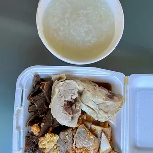 a bowl of soup and a plate of food