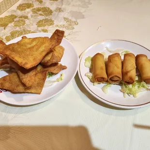 two plates of food on a table