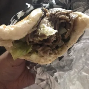 Beef Gyro. Doesn&apos;t even need sauce. The flavor is all there! Amazing!