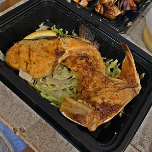 Hamachi Kama and Salmon Skin