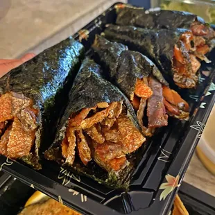 Salmon Skin Hand Rolls