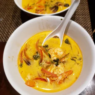 Tom yum with shrimp. Medium spicy