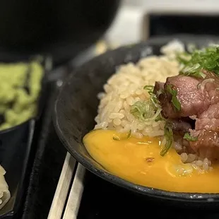 Steak (Wagyu) &amp; egg mini bowl $28