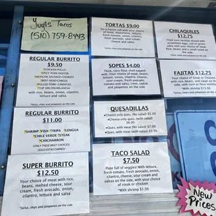a menu for a mexican restaurant