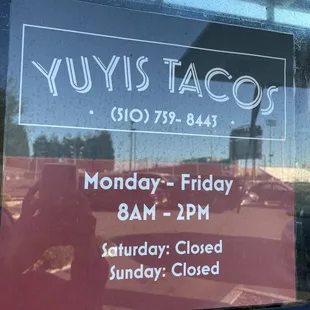 Hours and phone number