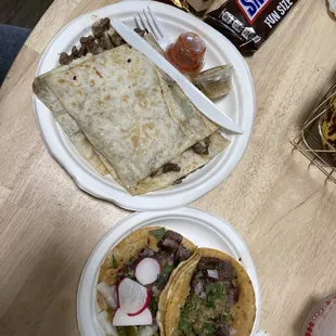 My lengua tacos with a regular amount of MEAT when I asked for extra