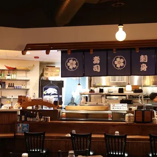 the interior of a japanese restaurant