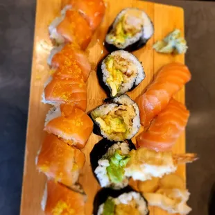 Orange kiss Roll, Sake, Tempura Roll