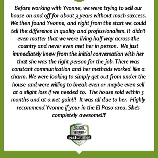 Amazing testimonial from hey wonderful military family PCSed out of El Paso