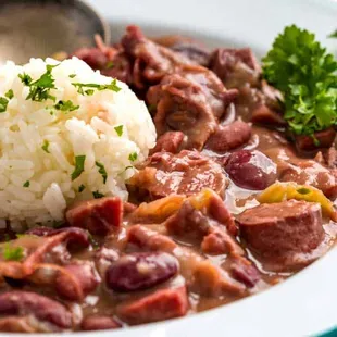 a bowl of red beans and rice