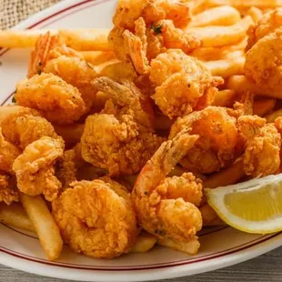 fried shrimp and fries
