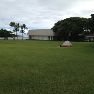 You can rent space to pitch your own tent.