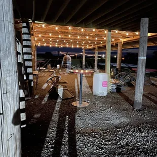 Pavilion at night with solar lights