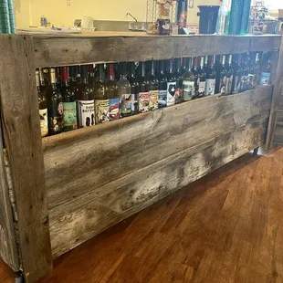 Vineyard Barnwood wine rack in the tasting room
