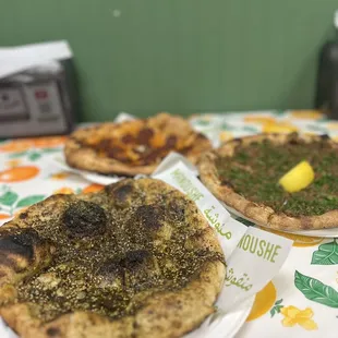 Zat'star Classic, Lahm Bi Ajeen, and Hot Halaby Honey. All sooo delicious!!!